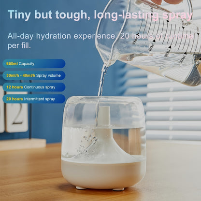 ABS Humidifier White Black USB-Powered 7-Color Night Light 24H Runtime 26dB Quiet 2 Mist Modes Auto Shut-Off Low Water Alarm Compact for Bedroom Office Ideal Gift