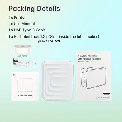 Mini Wireless Thermal Label Printer Inkless Sticker Maker with Multiple Templates Rechargeable Battery for Home Office Use