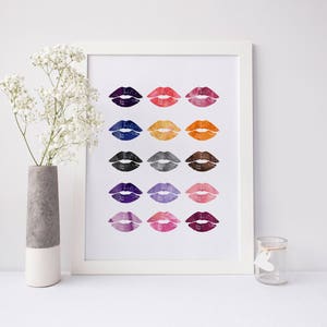 Watercolor Lips Print - Lipstick Art - Lipstick Print - Watercolor Make Up - Make Up Print - Make Up Art - Fashion Print - Modern Fashion