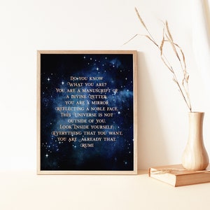 Rumi Quote Divine Letter - Do You Know What You Are - Poetry Art Print - Gold Foil - 8.5x11 inches