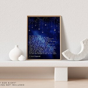 Fitzgerald Quote Gold Foil Print - For What its Worth - Inspirational Quotes - Inspirational Wall Art - Literary Quote - 8.5x11 inch