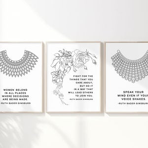 Ruth Bader Ginsburg Quote Posters - Set of 3 - Lawyer Gift - RBG Gift - Motivational Art - Speak your Mind - Feminism - 18x24