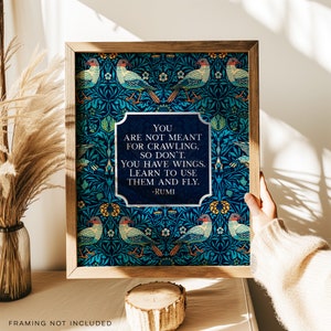 Rumi Quote Print - Gold Foil Print - Rumi Inspirational Quote - William Morris Art - Graduation Gift
