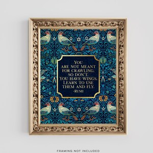 Rumi Quote Print - Gold Foil Print - Rumi Inspirational Quote - William Morris Art - Graduation Gift