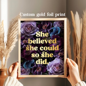 Custom Gold Foil Floral Print: Personalized Quote Art