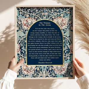 The Woman in the Arena, Gold Foil Print, Theodore Roosevelt Speech, William Morris Art, Daring Greatly, Office Decor for Women