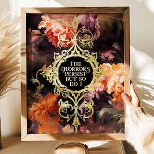 Gold Foil Floral Print: Gothic Rococo Art - "The Horrors Persist"