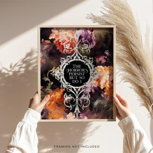 Gold Foil Floral Print: Gothic Rococo Art - "The Horrors Persist"