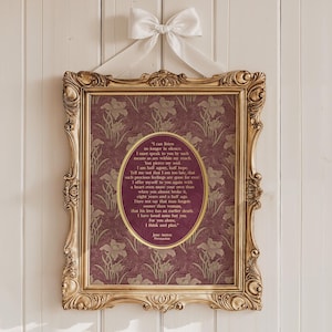 Jane Austen Persuasion Print: Captain Wentworth Love Letter, Gold Foil, William Morris Floral