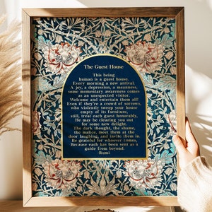 Rumi The Guest House - Gold Foil Print - Mindfulness Gift - William Morris Art