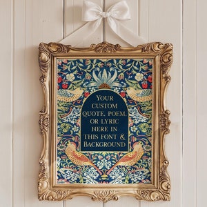 Custom Gold Foil William Morris Print: Personalized Quote Art