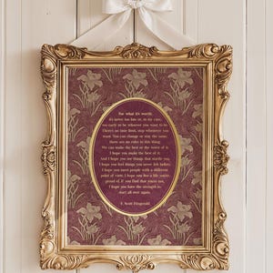 For What its Worth - F Scott Fitzgerald Quote - Coquette Decor for Home or Apartment - Gold Foil Print - Literary Quote - 8.5x11 inch