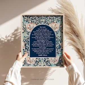 Kahlil Gibran 'On Love' Gold Foil Print - William Morris Inspired Art