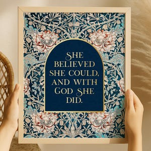 Gold Foil Christian Wall Art Print: William Morris Pattern