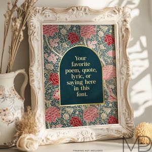 Custom Gold Foil William Morris Print: Personalized Quote Art