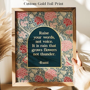 Custom Gold Foil William Morris Print: Personalized Quote Art