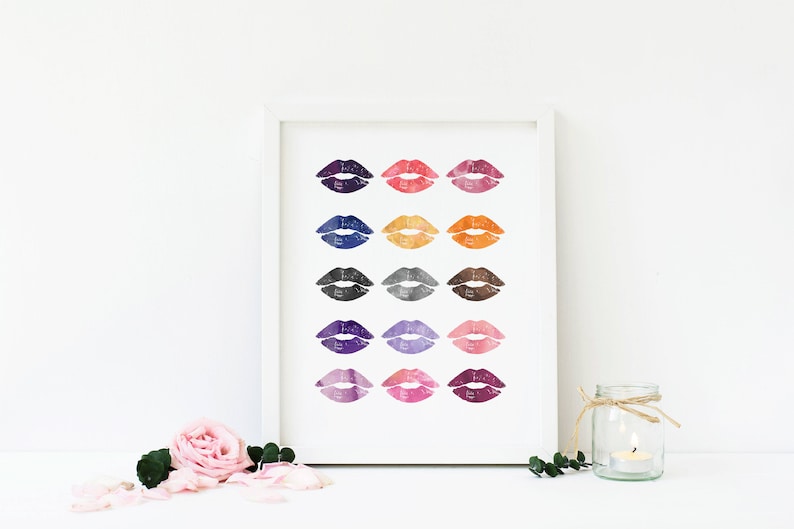 Watercolor Lips Print - Lipstick Art - Lipstick Print - Watercolor Make Up - Make Up Print - Make Up Art - Fashion Print - Modern Fashion