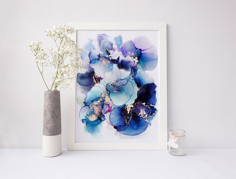 Fluid Art - Blue Abstract Art - 18x24 Painting - Alcohol Ink Art - Modern Art - Blue Abstract Painting
