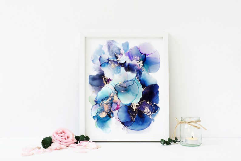 Fluid Art - Blue Abstract Art - 18x24 Painting - Alcohol Ink Art - Modern Art - Blue Abstract Painting