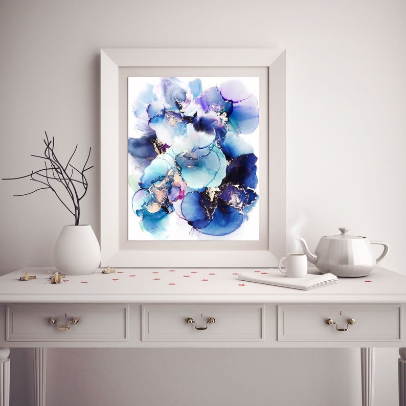 Fluid Art - Blue Abstract Art - 18x24 Painting - Alcohol Ink Art - Modern Art - Blue Abstract Painting