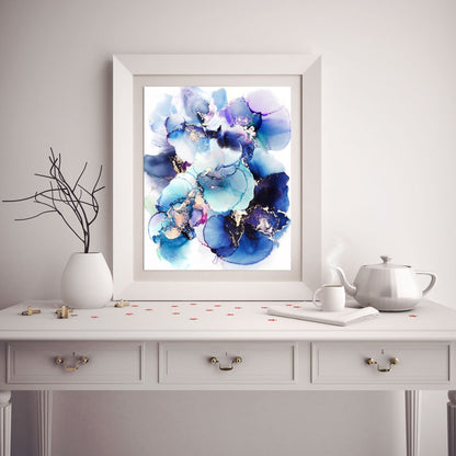 Fluid Art - Blue Abstract Art - 18x24 Painting - Alcohol Ink Art - Modern Art - Blue Abstract Painting