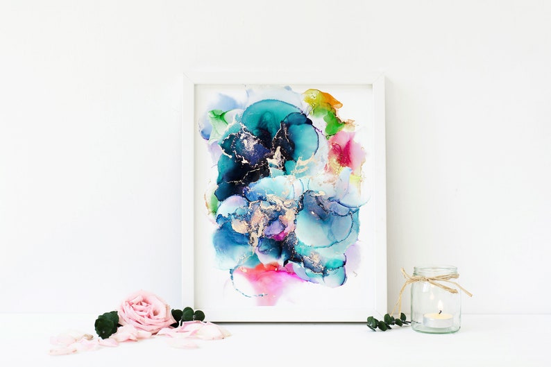 Fluid Art - Teal Abstract Art - 18x24 Painting - Alcohol Ink Art - Modern Art - Wall Decor