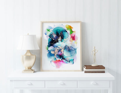 Fluid Art - Teal Abstract Art - 18x24 Painting - Alcohol Ink Art - Modern Art - Wall Decor
