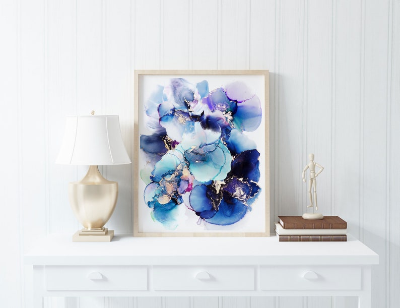 Fluid Art - Blue Abstract Art - 18x24 Painting - Alcohol Ink Art - Modern Art - Blue Abstract Painting