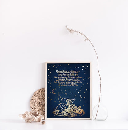 Winnie the Pooh Quote - You Are Braver Than You Believe - Gold Foil Print - 8.5x11 inches
