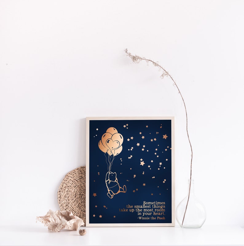 Winnie the Pooh Quote - Sometimes the Smallest Things - New Baby Gift - Foil Print - 8.5x11 inches