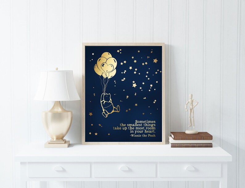 Winnie the Pooh Quote - Sometimes the Smallest Things - New Baby Gift - Foil Print - 8.5x11 inches