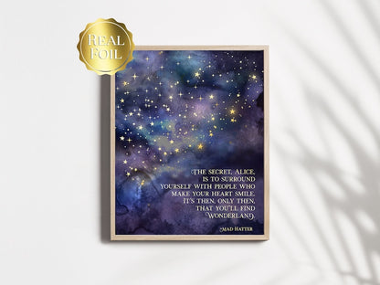 Alice in Wonderland Quotes - The Secret Quote - Mad Hatter Quote - Lewis Carroll - 8.5x11 inches