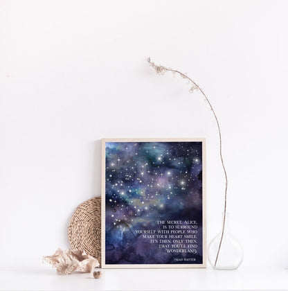 Alice in Wonderland Quotes - The Secret Quote - Mad Hatter Quote - Lewis Carroll - 8.5x11 inches