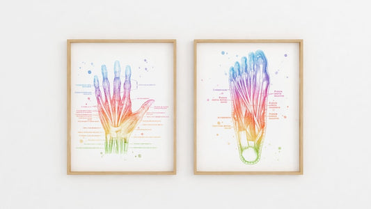 Physical Therapist Gift - Massage Therapist Gift - Hand Muscle Anatomy - Foot Muscle Anatomy - Set of 2 - Watercolor Wall Art