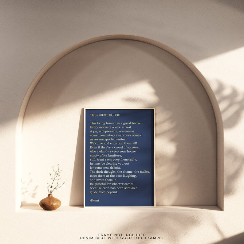 Rumi The Guest House - Gold Foil Print - Therapy Gift - Mindfulness Gift - Home Decor - Mental Health Wall Art