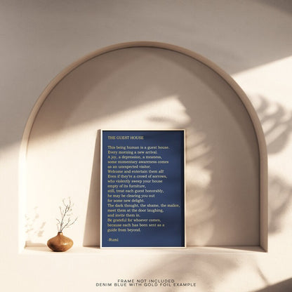 Rumi The Guest House - Gold Foil Print - Therapy Gift - Mindfulness Gift - Home Decor - Mental Health Wall Art