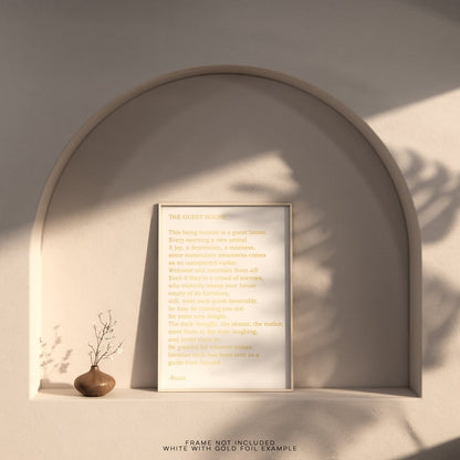 Rumi The Guest House - Gold Foil Print - Therapy Gift - Mindfulness Gift - Home Decor - Mental Health Wall Art