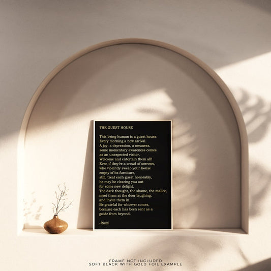 Rumi The Guest House - Gold Foil Print - Therapy Gift - Mindfulness Gift - Home Decor - Mental Health Wall Art