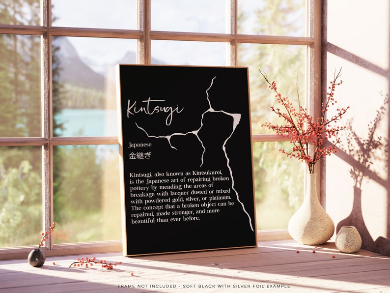 Kintsugi Definition Print - Kintsukuroi Definition - Japanese Definition Print - Gold Foil Print