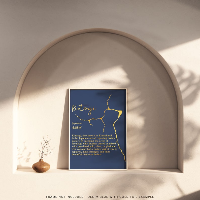 Kintsugi Definition Print - Kintsukuroi Definition - Japanese Definition Print - Gold Foil Print