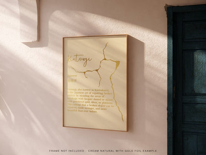 Kintsugi Definition Print - Kintsukuroi Definition - Japanese Definition Print - Gold Foil Print