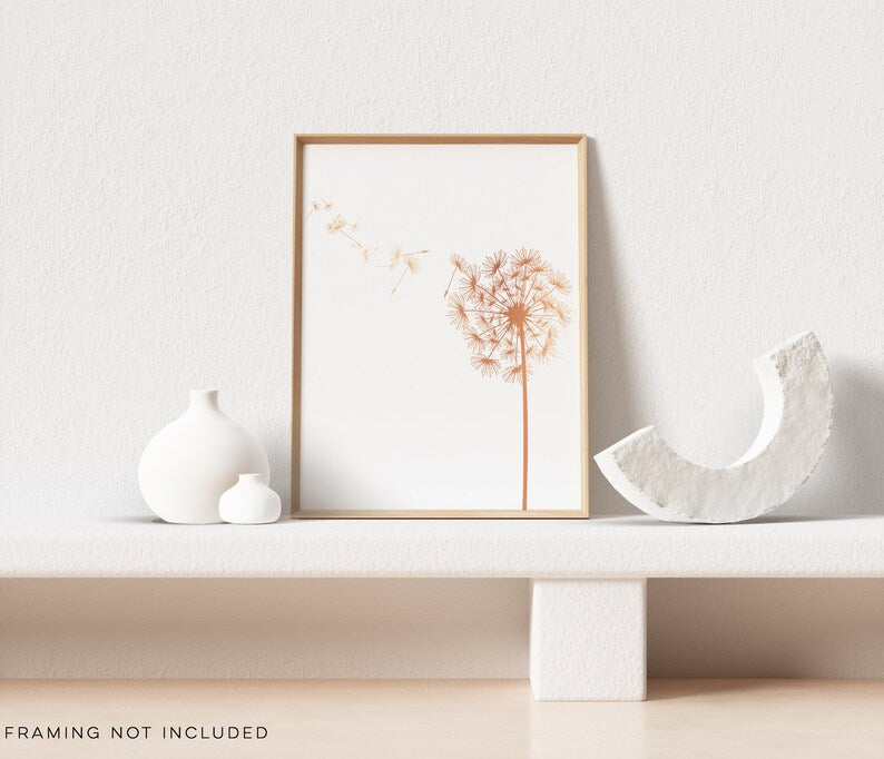 Dandelion Gold Foil - Gold Foil Dandelion Art Print - Gold Floral Print - Dandelion Wall Art - Gold Room Decor - Botanical Art