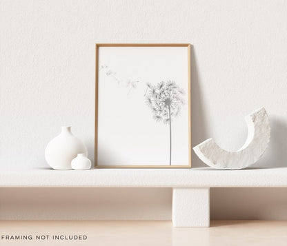 Dandelion Gold Foil - Gold Foil Dandelion Art Print - Gold Floral Print - Dandelion Wall Art - Gold Room Decor - Botanical Art