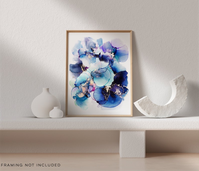 Fluid Art - Blue Abstract Art - 18x24 Painting - Alcohol Ink Art - Modern Art - Blue Abstract Painting