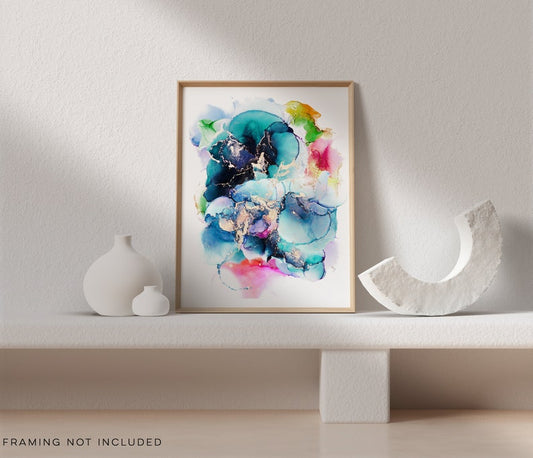 Fluid Art - Teal Abstract Art - 18x24 Painting - Alcohol Ink Art - Modern Art - Wall Decor