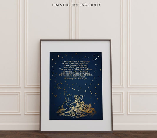 Winnie the Pooh Quote - You Are Braver Than You Believe - Gold Foil Print - 8.5x11 inches
