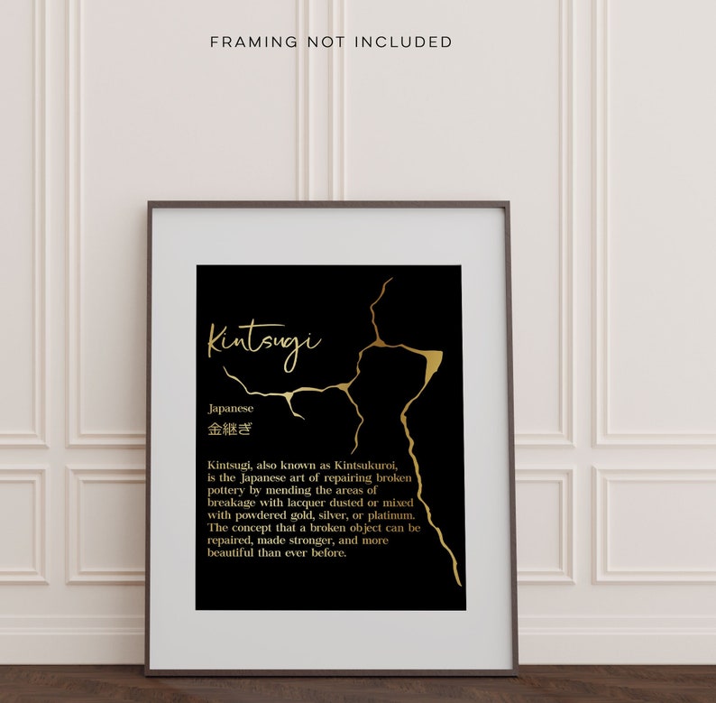 Kintsugi Definition Print - Kintsukuroi Definition - Japanese Definition Print - Gold Foil Print - 8.5x11 inches