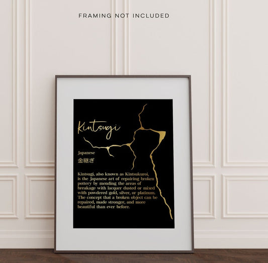 Kintsugi Definition Print - Kintsukuroi Definition - Japanese Definition Print - Gold Foil Print - 8.5x11 inches