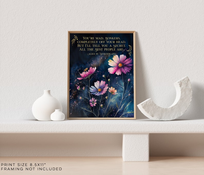 Alice in Wonderland Quotes 3 Piece Wall Art - When You Can't Look on the Bright Side - Book Lover Gift - Lewis Carroll - 8.5x11 inches
