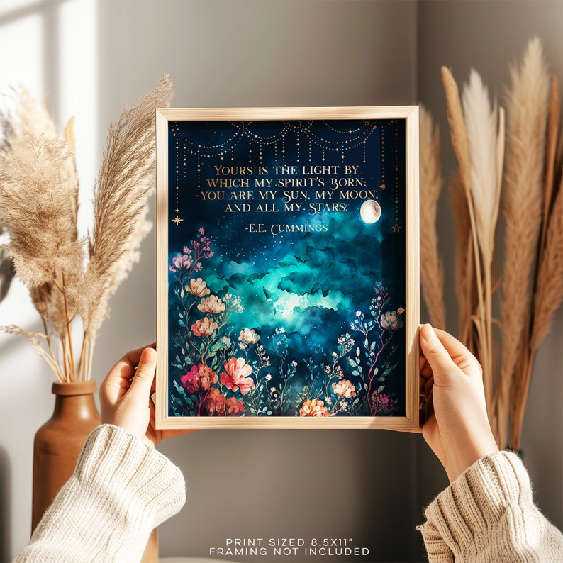 EE Cummings Poem - You Are My Sun My Moon and All My Stars - Gold Foil Print - Love Poem Wall Art - 8.5x11 inches